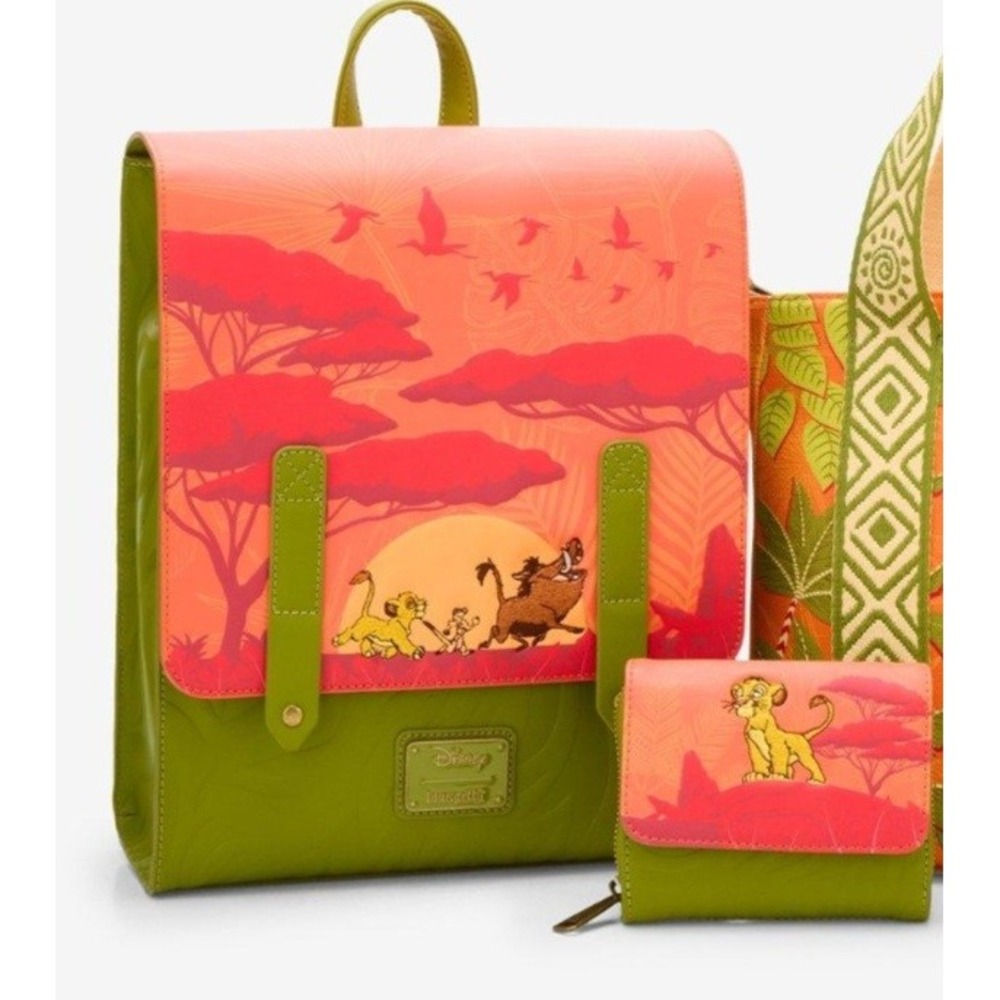 Loungefly Disney The Lion King Simba, Timon, Pumbaa Tropical Backpack & WALLET!
